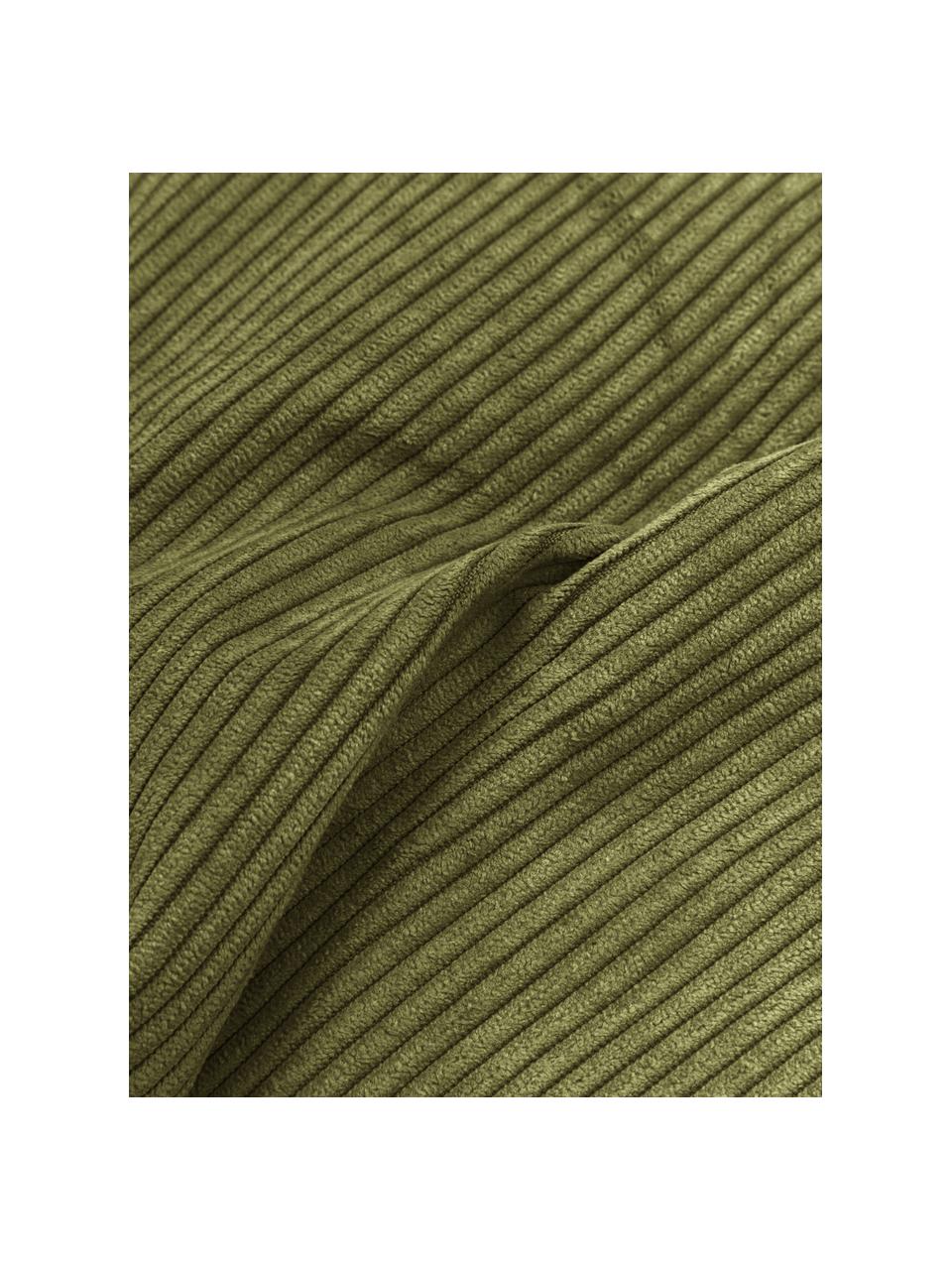 Coussin canapé en velours côtelé Lennon, Velours côtelé vert, larg. 60 x long. 60 cm