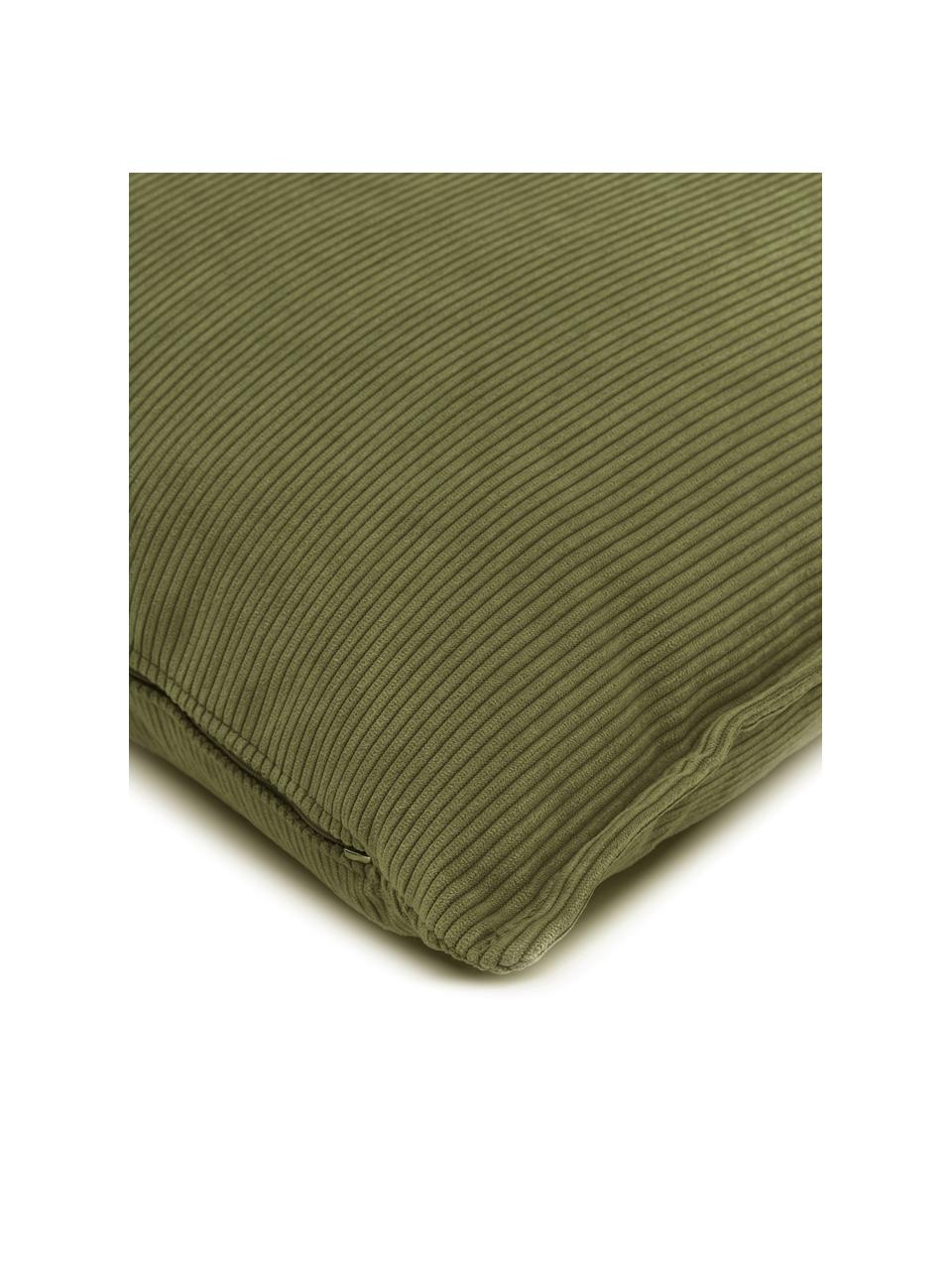 Coussin canapé en velours côtelé Lennon, Velours côtelé vert, larg. 60 x long. 60 cm