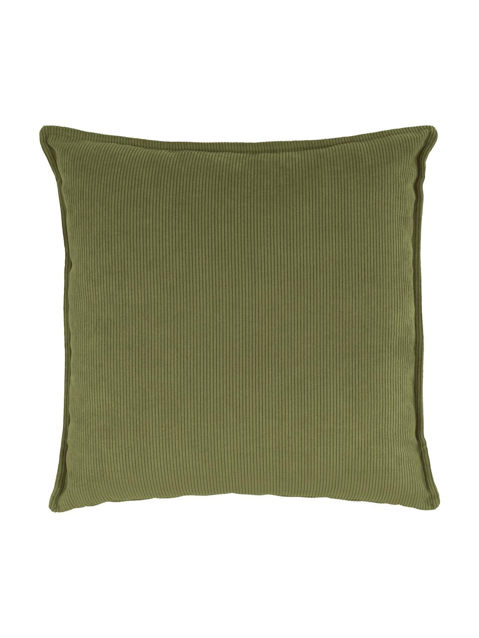 Coussin canapé en velours côtelé Lennon, Velours côtelé vert, larg. 60 x long. 60 cm