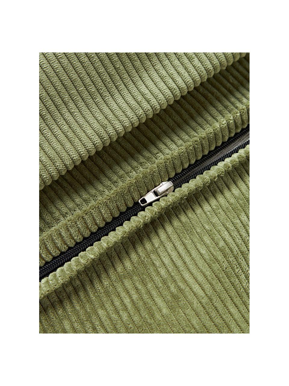 Corduroy bankkussen Lennon, Bekleding: 92% polyester, 9% polyami, Corduroy olijfgroen, B 70 x L 70 cm