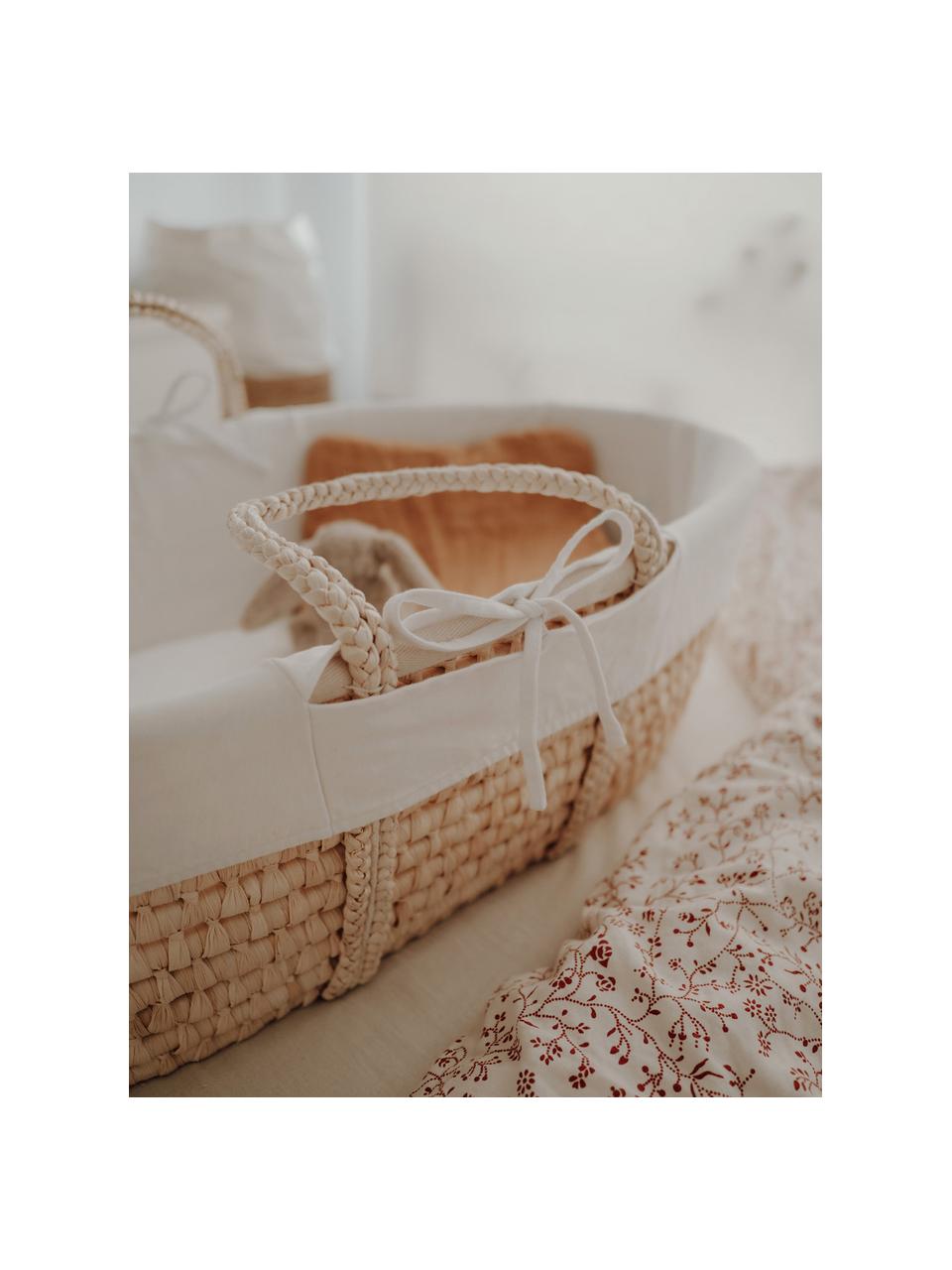 Cestino bebè con materasso e fodera in cotone Moses 3 pz, Beige, bianco, Larg. 83 x Alt. 26 cm