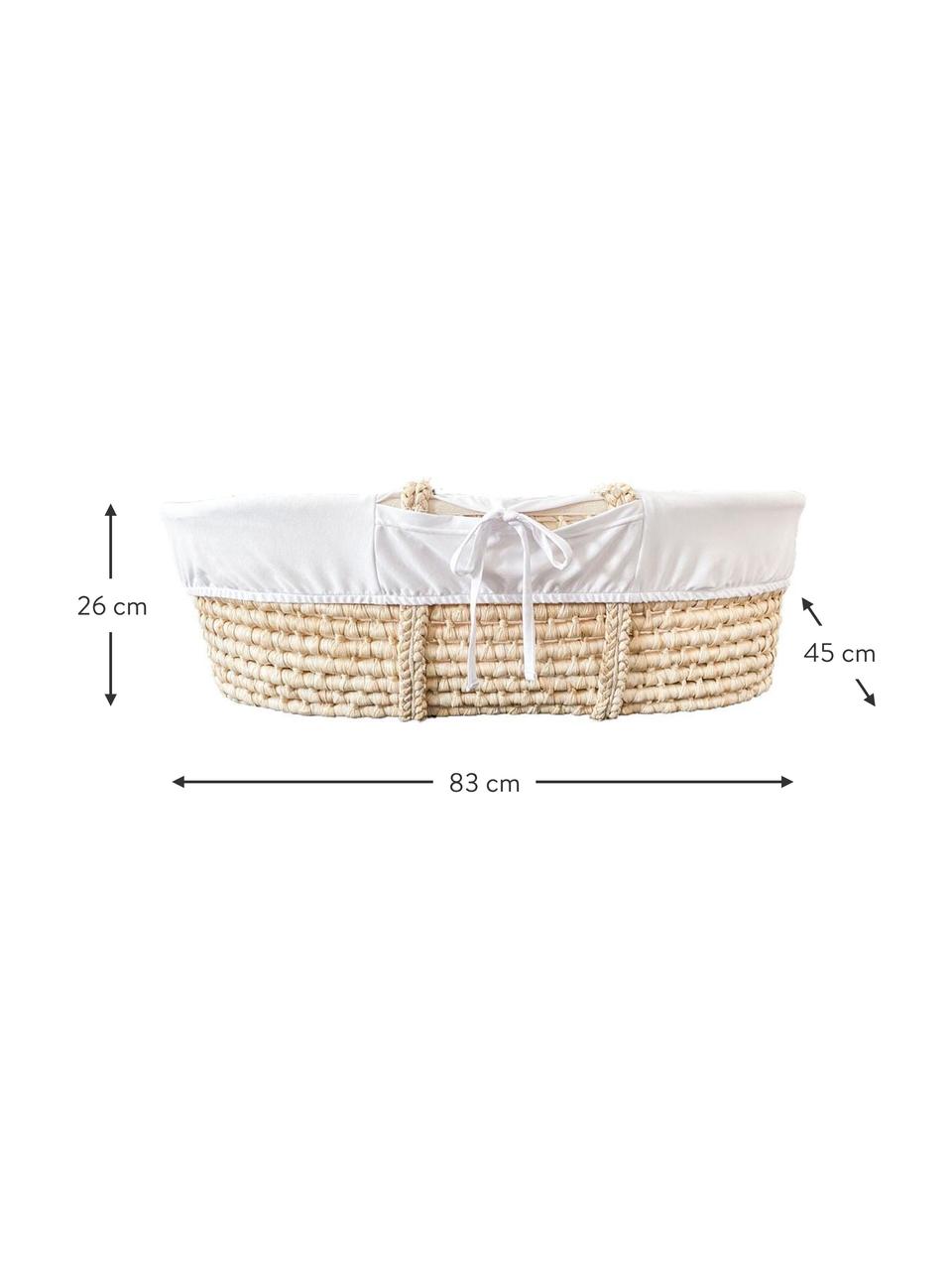 Baby-Korb Moses mit Matratze und Baumwollbezug, 3-tlg., Korb: Naurfaser, Beige, Weiß, B 83 x H 26 cm