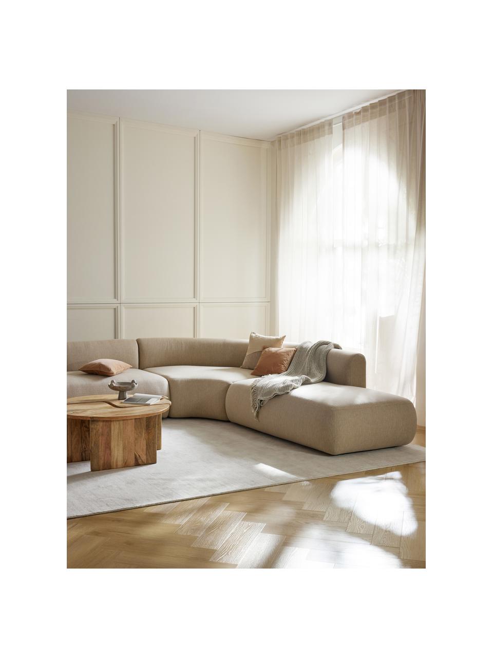 Modulaire chaise longue Sofia, Bekleding: 100% polypropyleen Met 25, Frame: sparrenhout, spaanplaat, , Poten: kunststof Het materiaal d, Geweven stof lichtbeige, B 159 x D 103 cm, rugleuning links