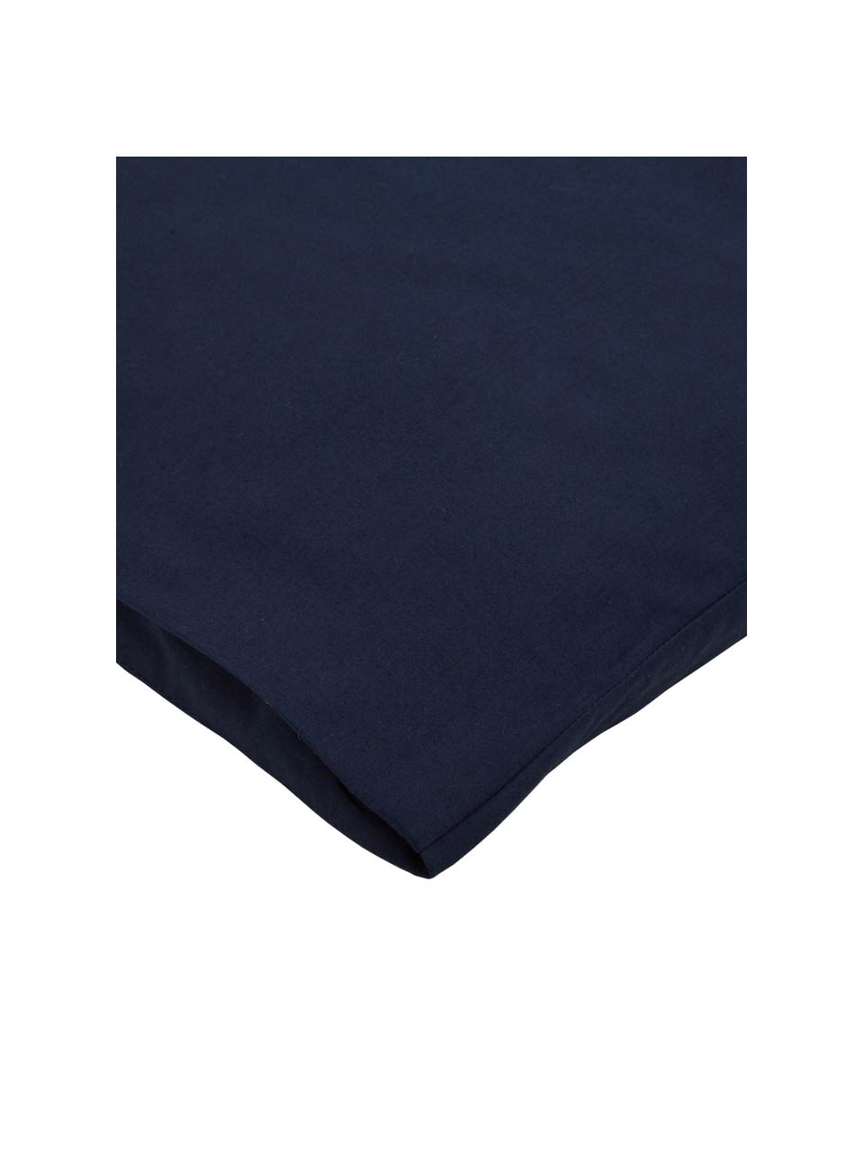 Taies d'oreiller en percale de coton bleu foncé Elsie, 2 pièces, 50 x 70 cm, Bleu foncé, larg. 50 x long. 70 cm