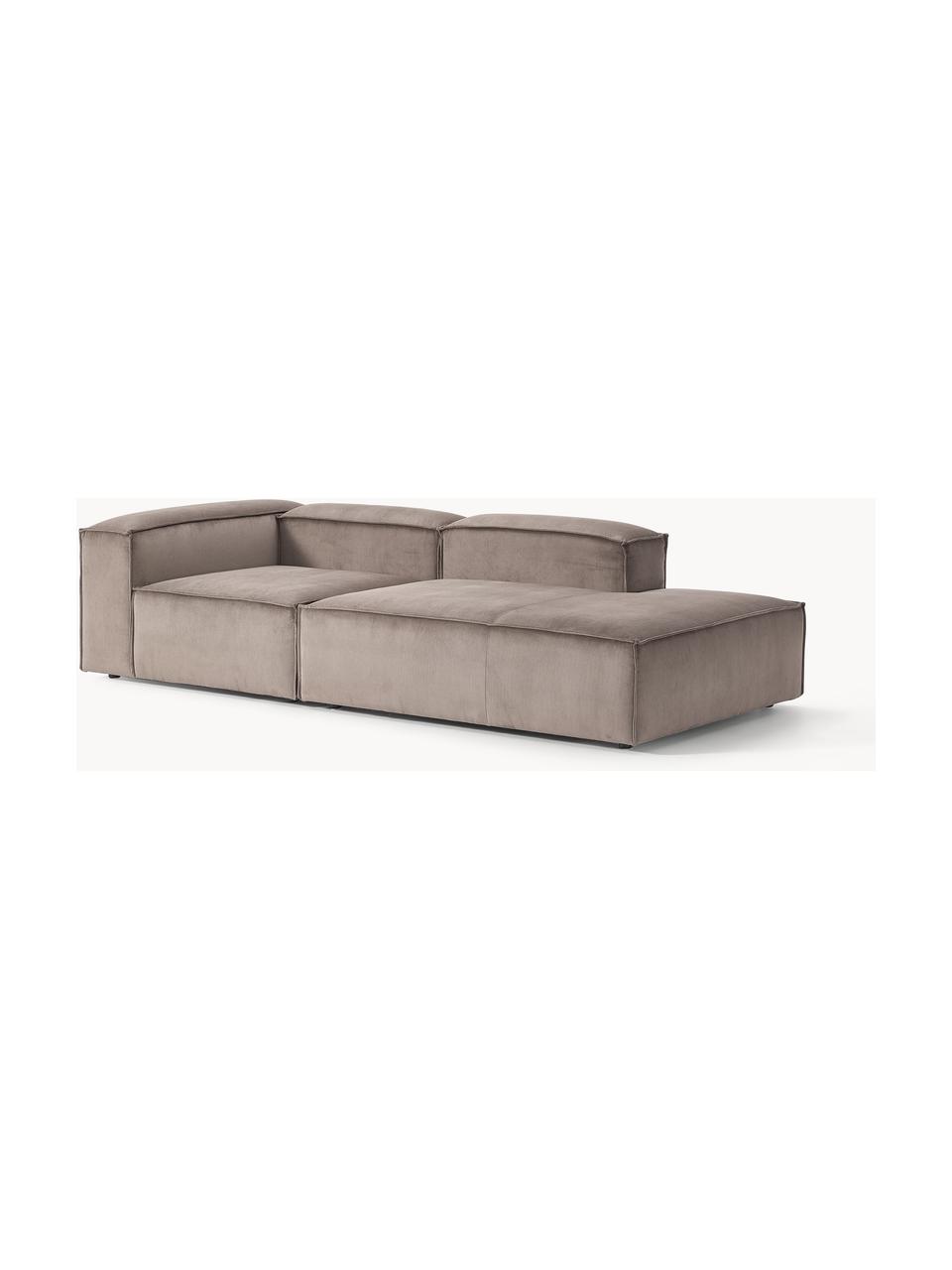 Modulaire chaise longue Lennon van corduroy, Bekleding: corduroy (92% polyester, , Frame: massief grenenhout, multi, Poten: kunststof Dit product is , Corduroy taupe, B 269 x D 119 cm, armleuning rechts