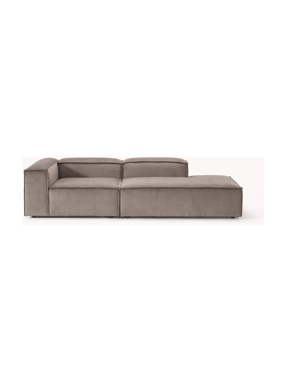 Modulaire chaise longue Lennon van corduroy, Bekleding: corduroy (92% polyester, , Frame: massief grenenhout, multi, Poten: kunststof Dit product is , Corduroy taupe, B 269 x D 119 cm, armleuning rechts