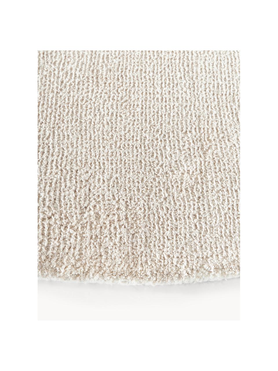 Handgeweven rond laagpolig vloerkleed Ainsley, 60% polyester, GRS-gecertificeerd
40% wol, Lichtbeige, Ø 120 cm (maat S)