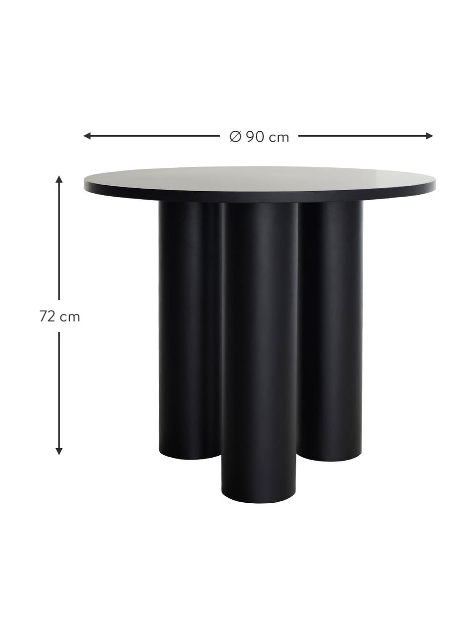 Table ronde en bois mat Colette, MDF (panneau en fibres de bois à densité moyenne), enduit, Noir, Ø 90 x haut. 72 cm