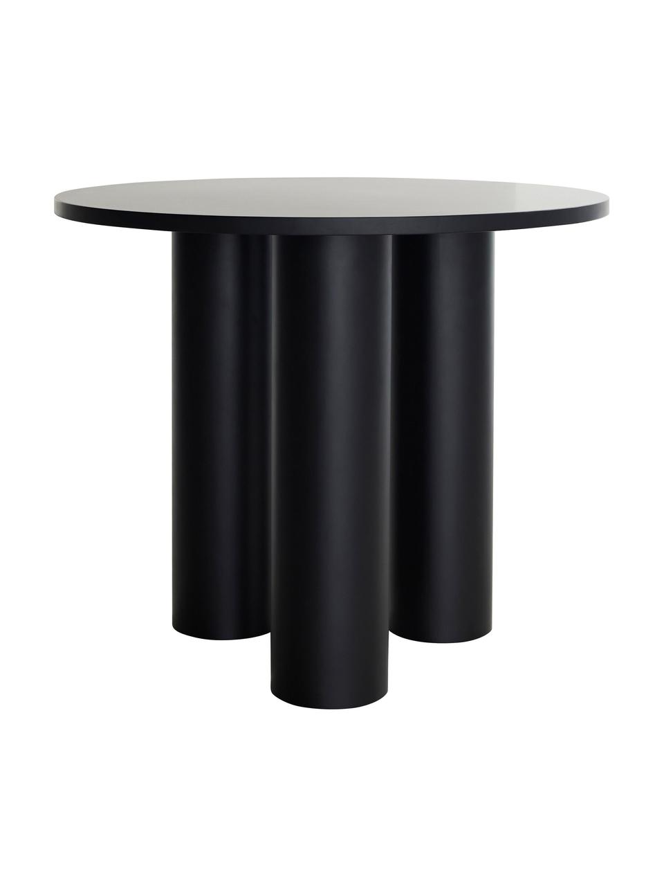 Okrągły stół z drewna Colette, Płyta pilśniowa średniej gęstości (MDF) powlekana, Czarny, Ø 90 x W 72 cm
