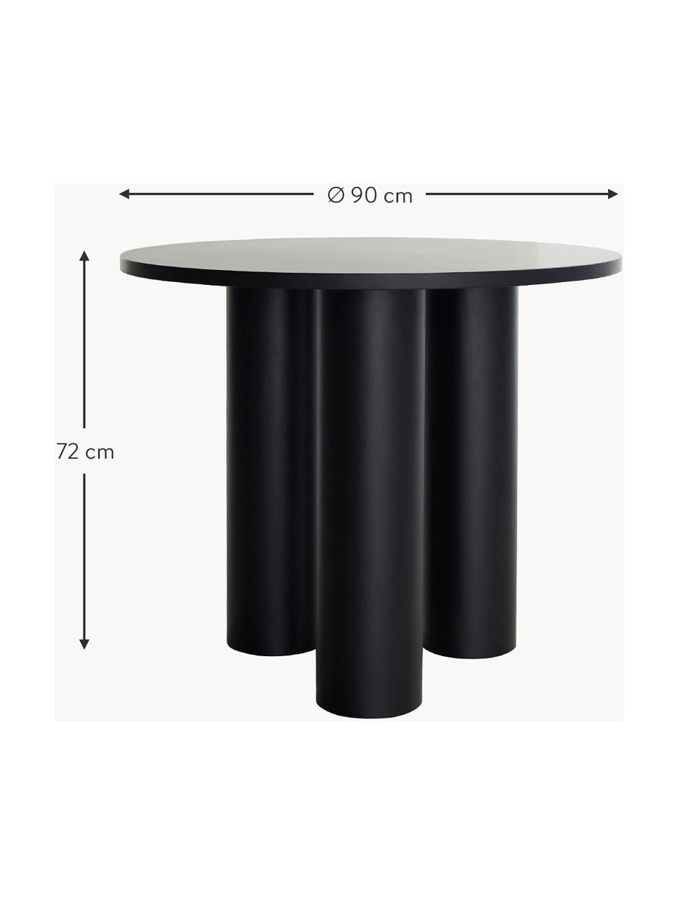 Mesa redonda Colette, Ø 90 cm, Tablero de fibras de densidad media (MDF) chapado en madera de nogal pintado

Este producto está hecho de madera de origen sostenible y con certificación FSC®., Negro, Ø 90 cm