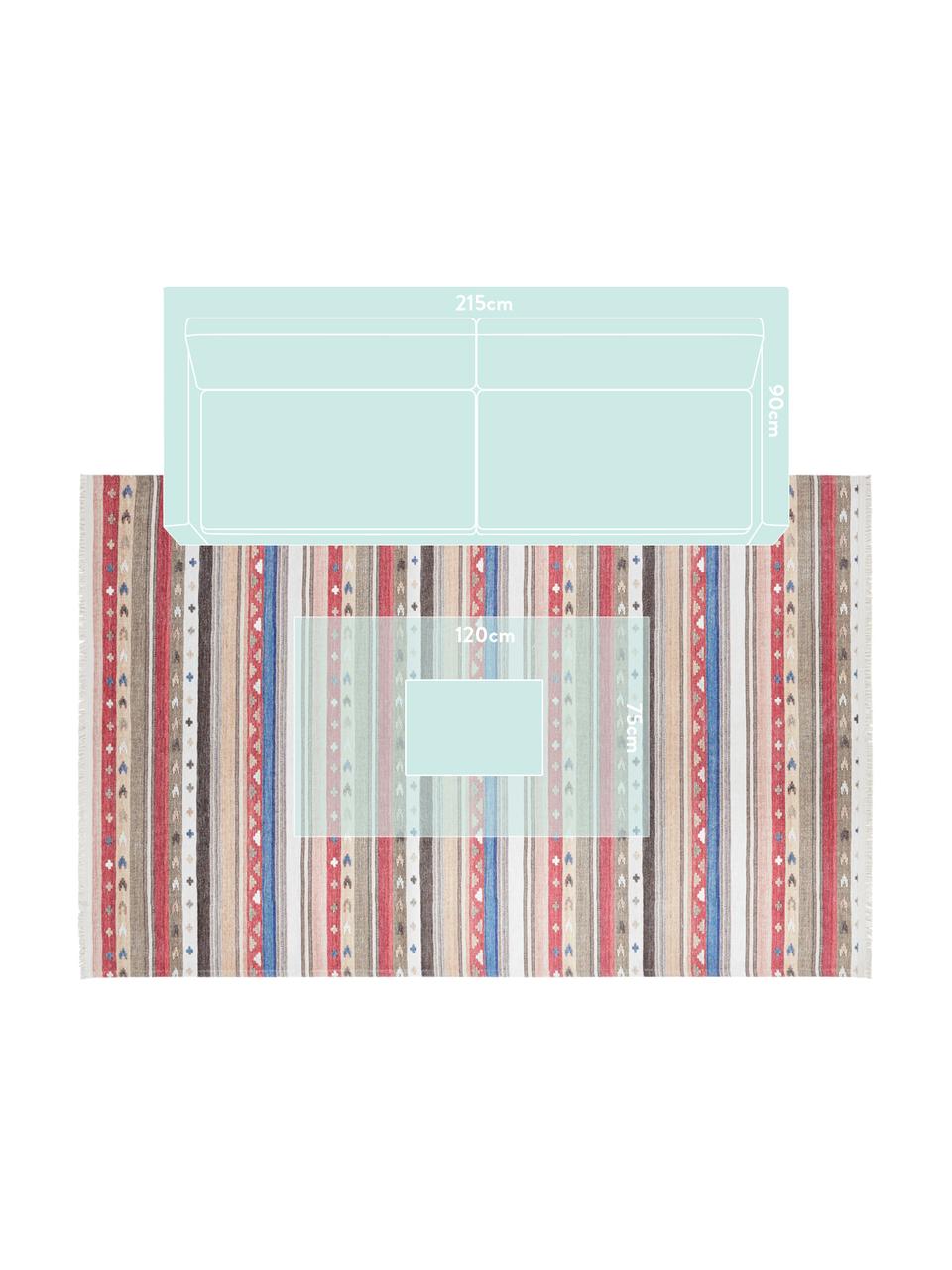 Alfombra kilim Senon, estilo oriental, Parte superior: 50% poliéster, 50% algodó, Reverso: poliéster, Multicolor, An 180 x L 280 cm (Tamaño M)