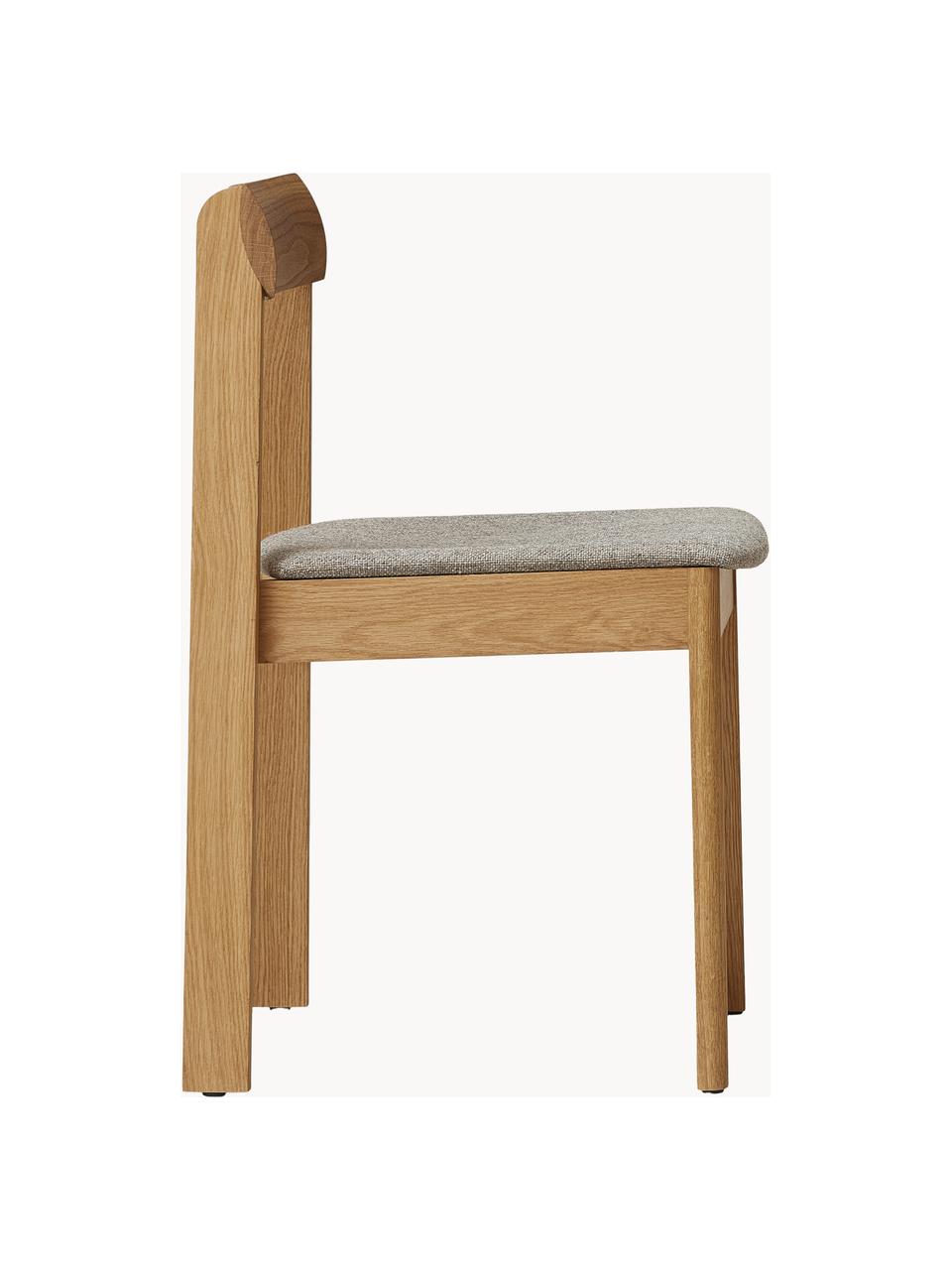 Stohovatelné dřevěné židle s podsedákem Blueprint, 2 ks, Šedá, dubové dřevo, Š 46 cm, H 49 cm