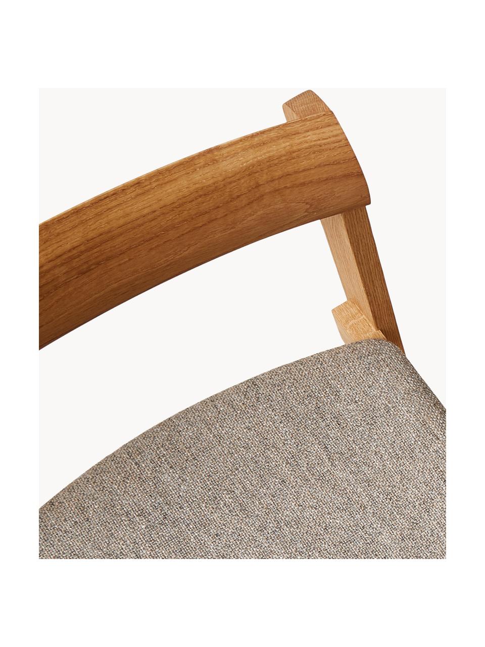 Krzesło z drewna z tapicerowanym siedziskiem Blueprint, 2 szt., Tapicerka: 70% wełna, 30% wiskoza, Stelaż: drewno jesionowe lakierow, Stelaż: drewno dębowe Ten produkt, Szara tkanina, drewno dębowe, S 46 x G 49 cm