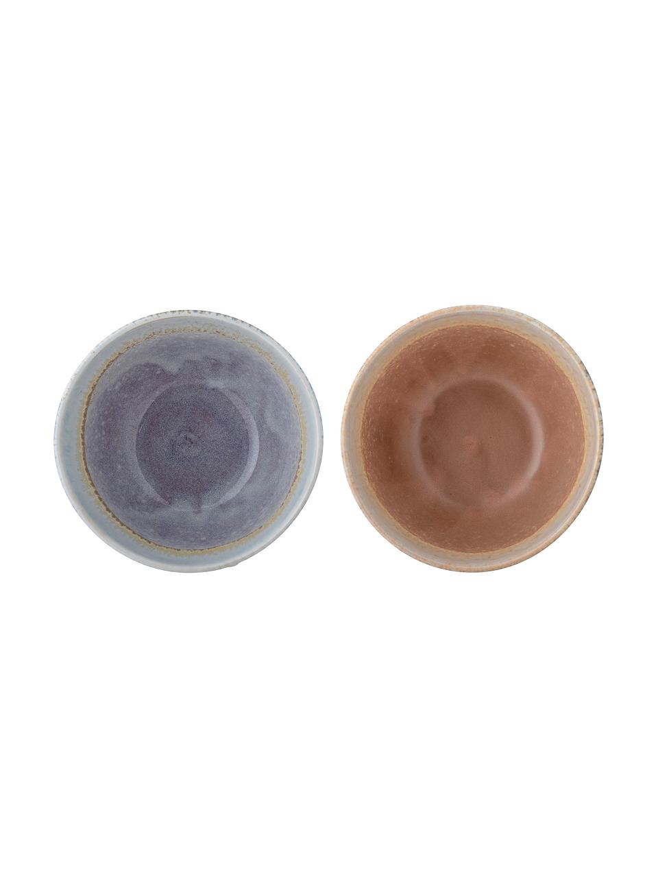 Handgemaakte schalen Cloe met reactief glazuur, set van 2, Keramiek, Meerkleurig, Ø 14 x H 7 cm
