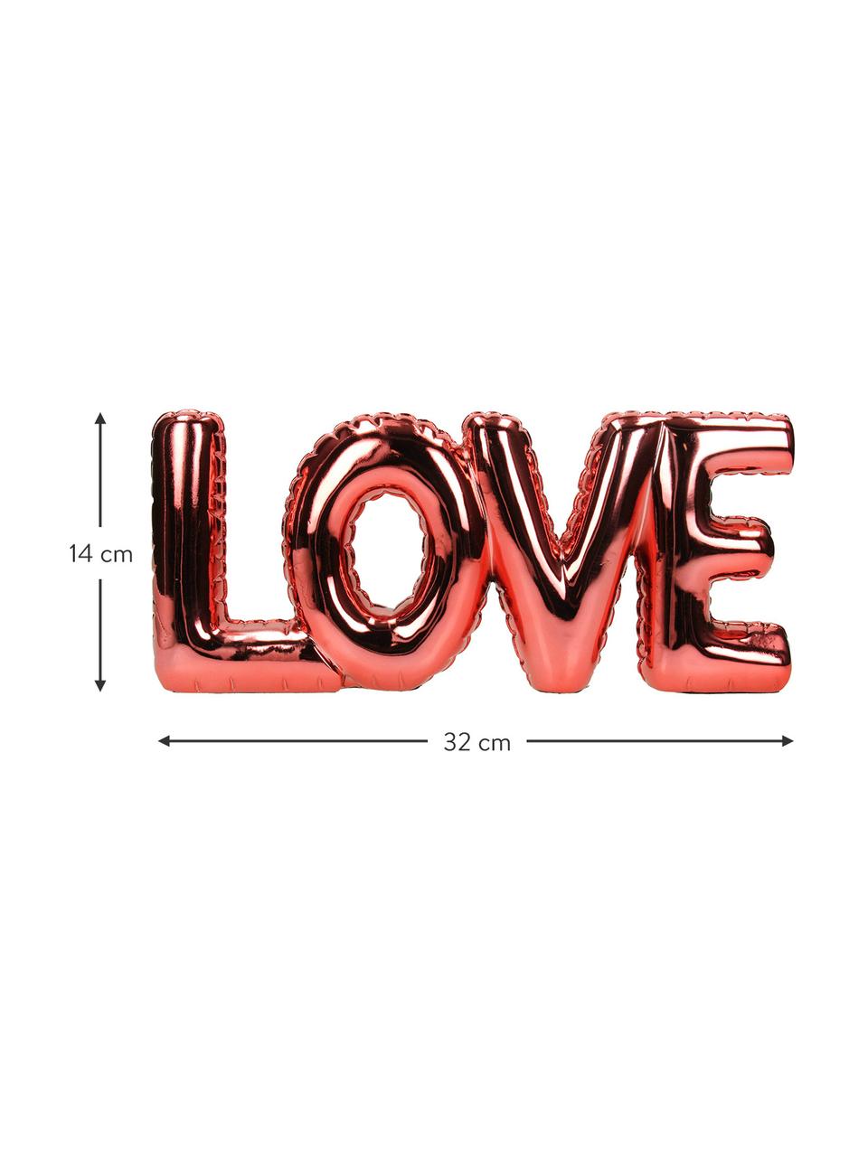Dekorace Love, Š 32 cm, Polyresin, Lesklá červená, Š 32 cm, V 14 cm