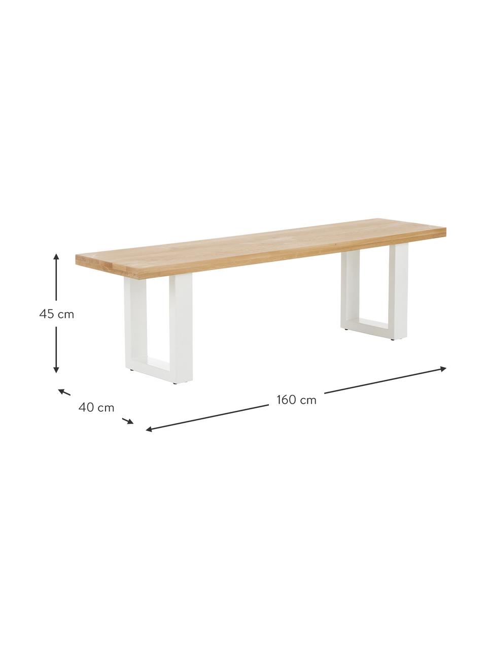 Panca in legno di quercia Oliver, Seduta: doghe di quercia selvatic, Gambe: metallo verniciato a polv, Quercia selvatica, bianco, Larg. 180 x Alt. 45 cm