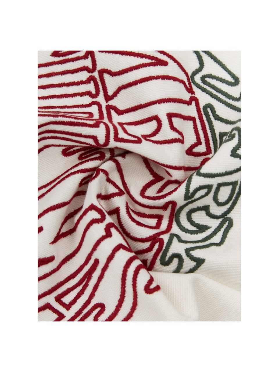 Housse de coussin 45x45 brodée de motif hivernal Finn, Multicolore