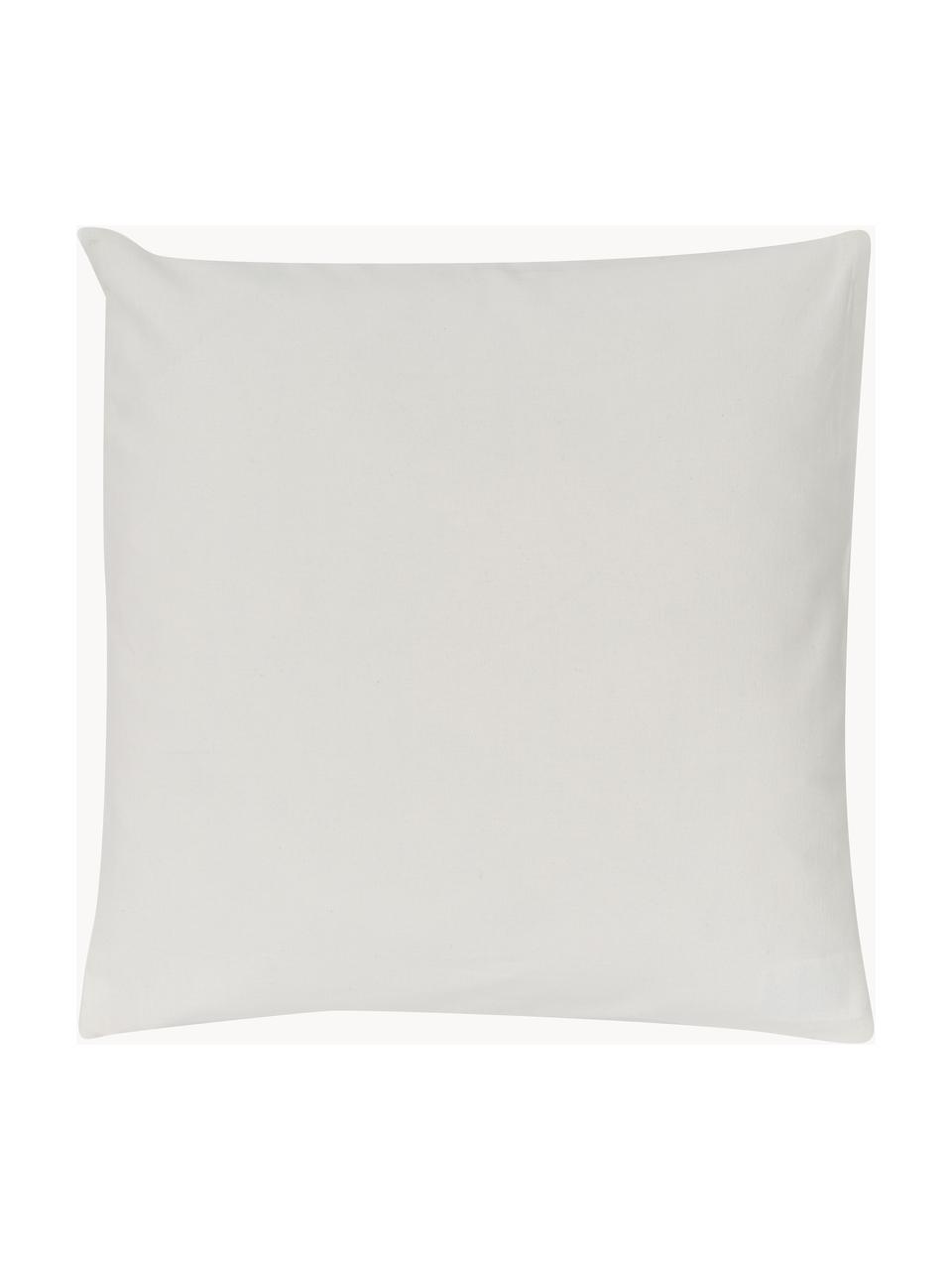 Housse de coussin 45x45 brodée de motif hivernal Finn, 100 % coton, Blanc crème, rouge, vert foncé, larg. 45 x long. 45 cm