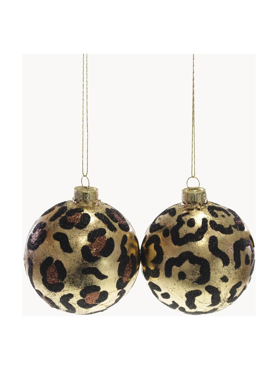 Boules de Noël Safari, Ø 8 cm, 2 élém., Doré, noir, brun, Ø 8 cm