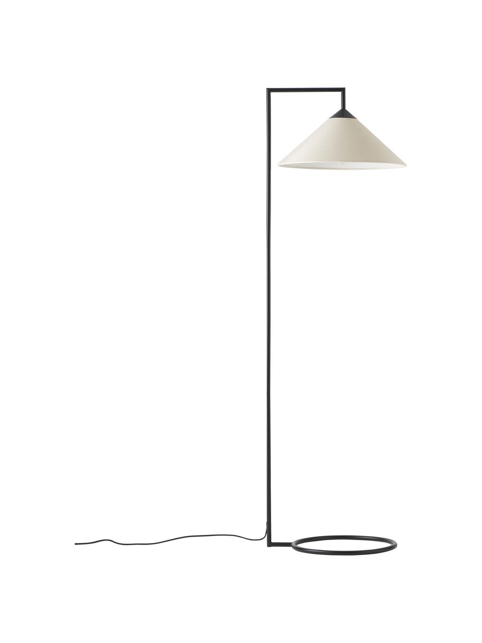 Leeslamp Iris, Lampenkap: linnen (100% polyester), Lampvoet: verchroomd metaal, Beige, zwart, Ø 45 x H 160 cm