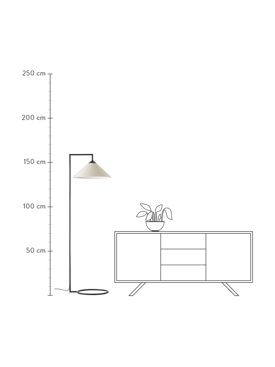 Lámpara de lectura Iris, Pantalla: lino (100% poliéster), Cable: cubierto en tela, Beige, negro, Ø 45 x Al 160 cm