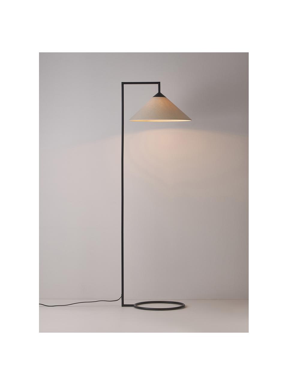 Lámpara de lectura Iris, Pantalla: lino (100% poliéster), Cable: cubierto en tela, Beige, negro, Al 160 cm