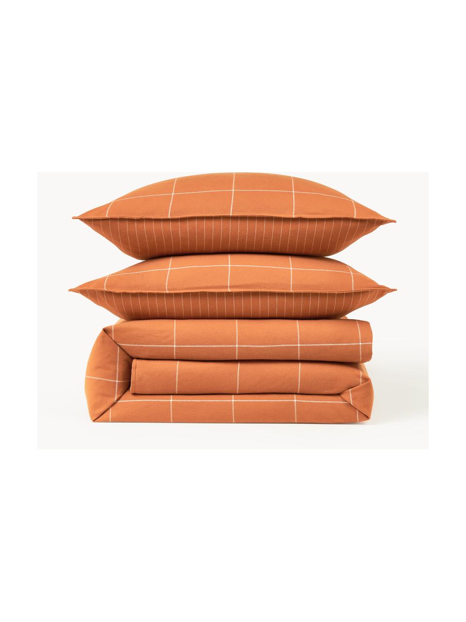 Housse de couette en flanelle Noelle, Orange, blanc, larg. 200 x long. 200 cm