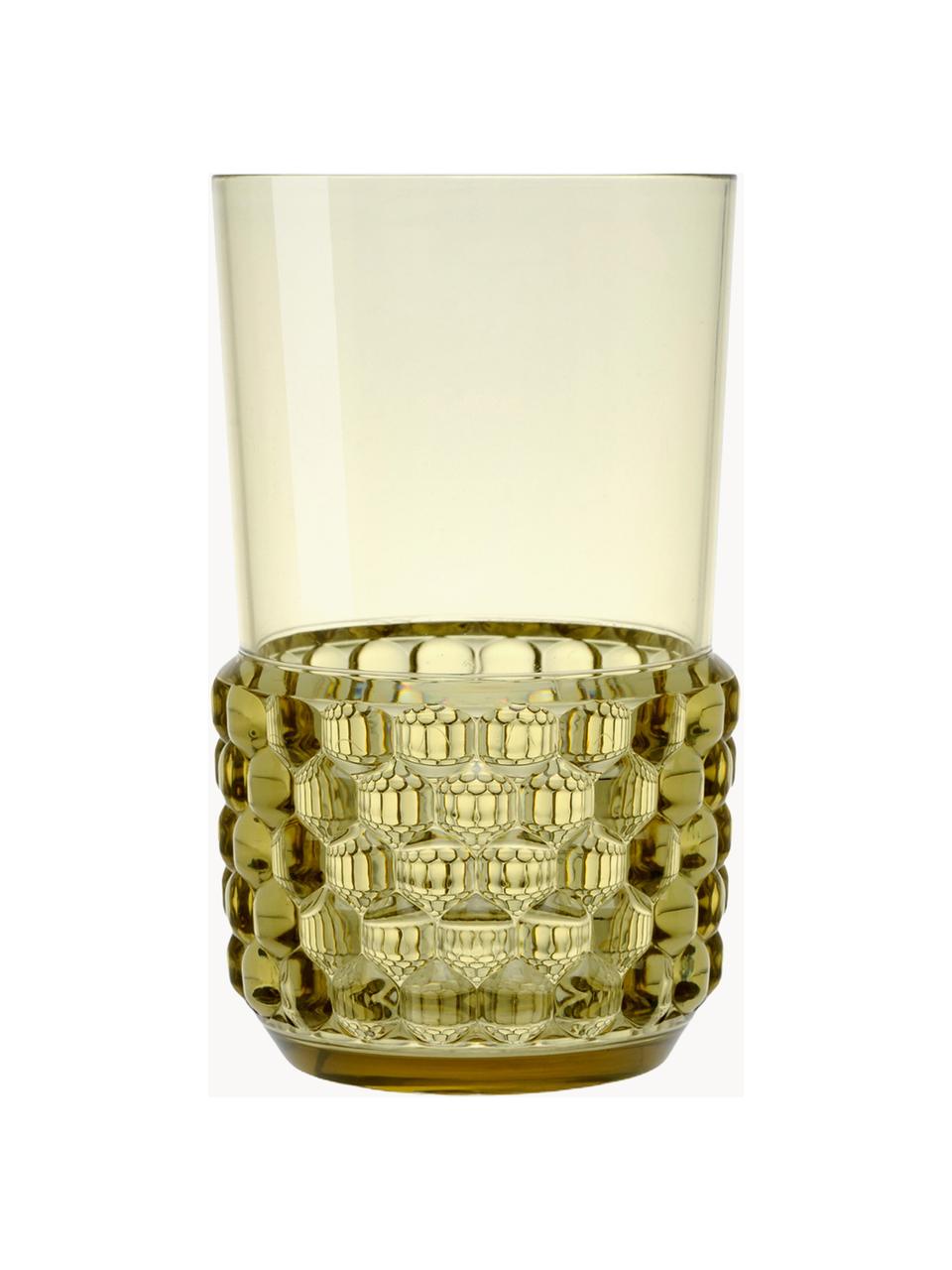 Bicchieri con motivo strutturato Jellies 4 pz, Plastica, Verde oliva, Ø 9 x Alt. 15 cm, 600 ml