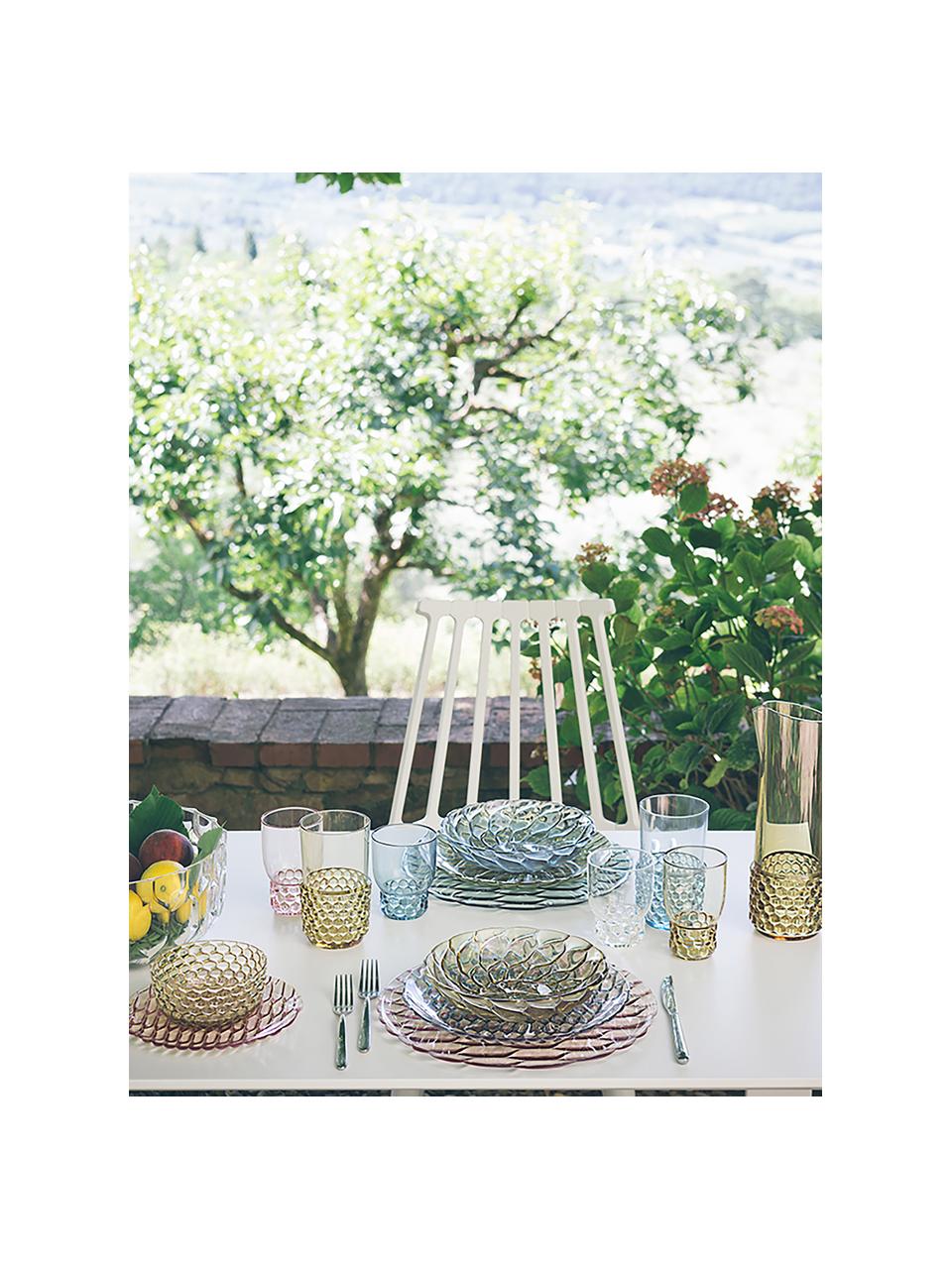 Vasos con relieves Jellies, 4 uds., Plástico, Verde oliva, Ø 9 x Al 15 cm, 600 ml