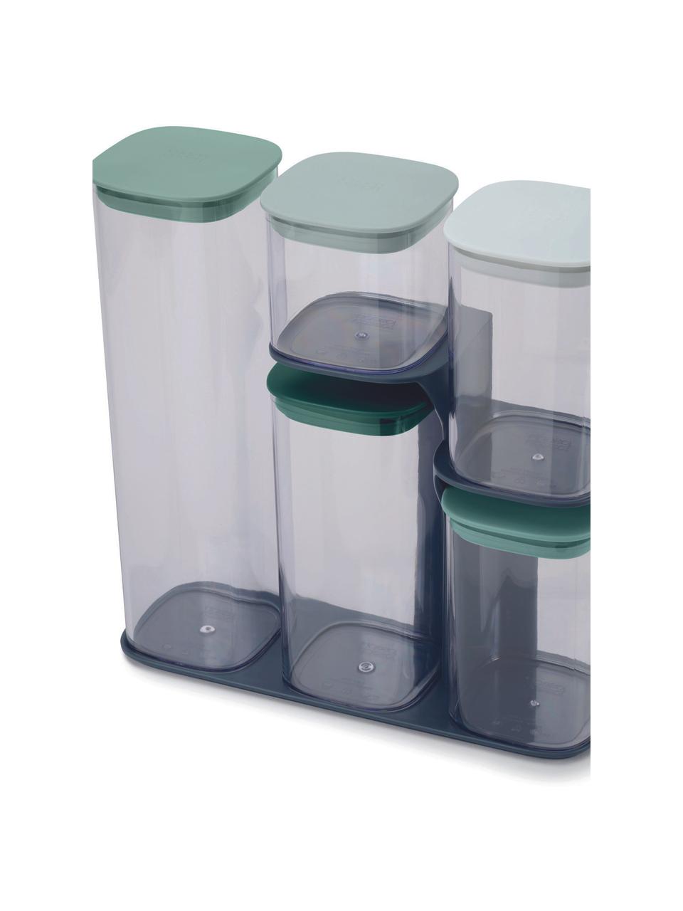 Aufbewahrungsbehälter Podium, 6er-Set, SAN-Kunststoff, Silikon, HIPS-Kunststoff, Grün, Transparent, Set mit verschiedenen Größen