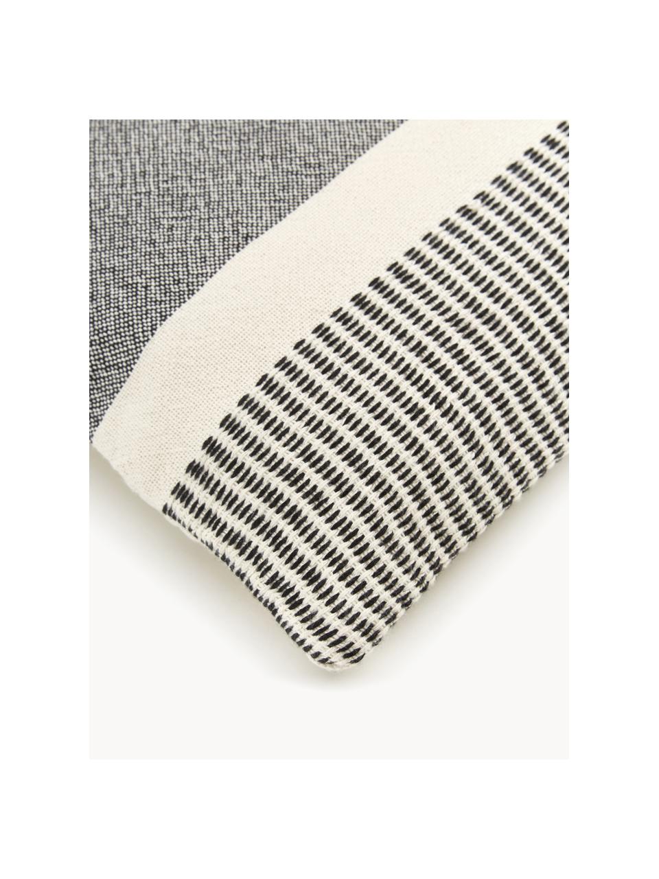 Povlak na polštář z recyklovaného polyesteru Lines, 100 % recyklovaný polyester, s certifikátem GRS, Černá, bílá, Š 45 cm, D 45 cm