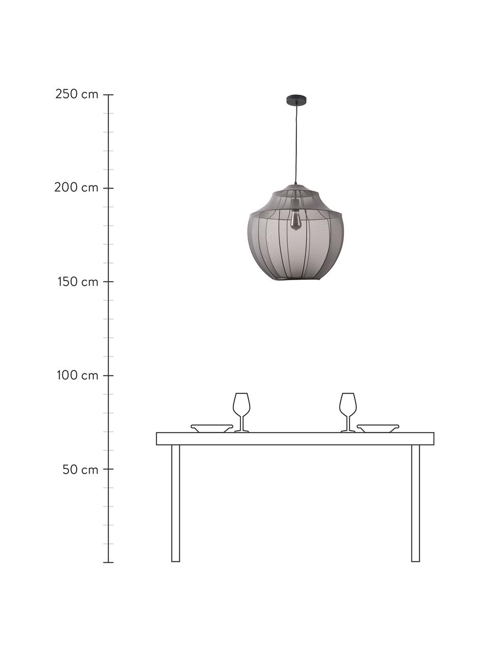 Lampa wisząca z siateczki Beau, Szary, Ø 52 x W 52 cm