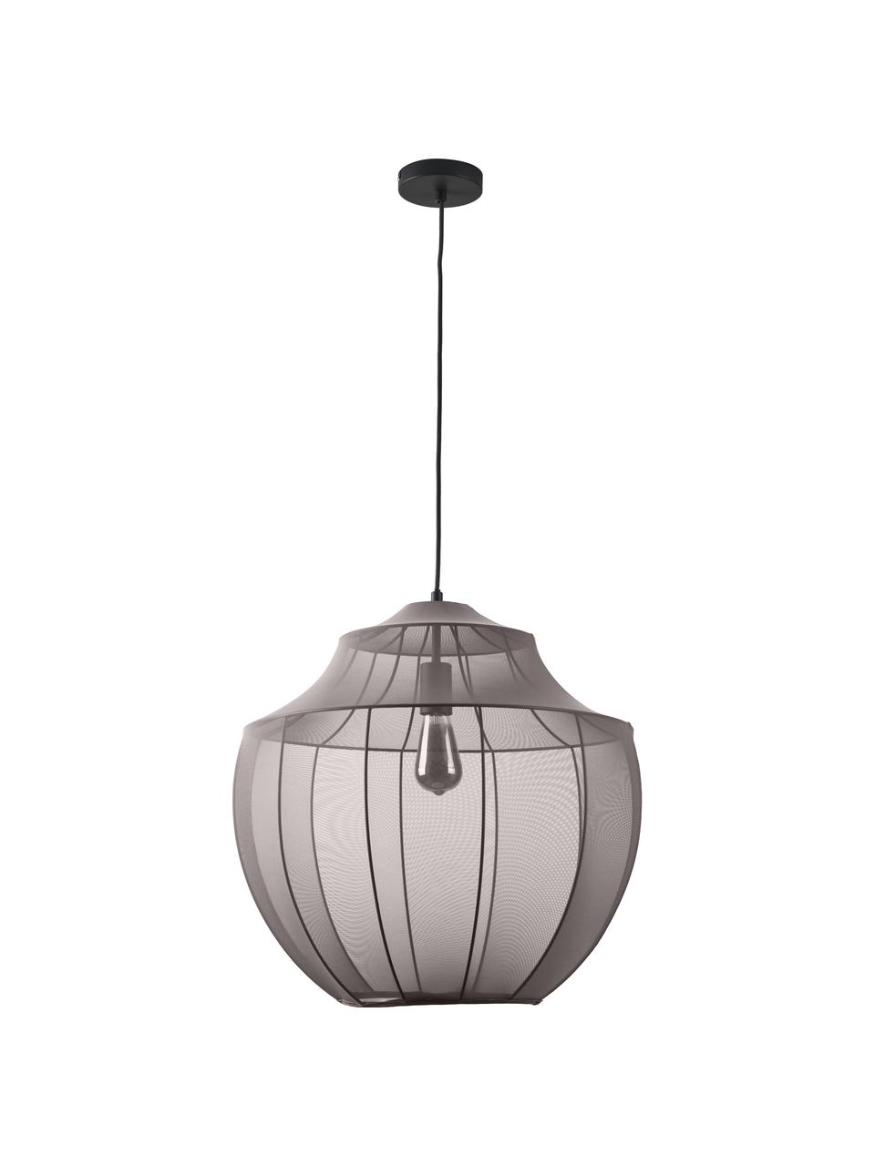 Lampada a sospensione in tessuto intrecciato Beau, Paralume: tessuto, Struttura: metallo verniciato a polv, Baldacchino: metallo verniciato a polv, Grigio, Ø 52 x Alt. 52 cm