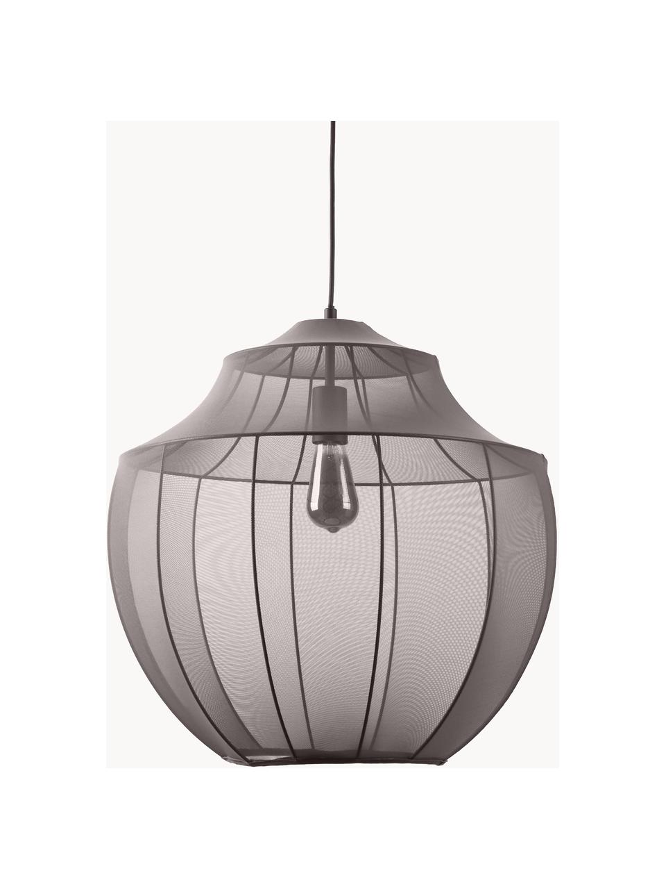 Hanglamp Beau van netstof, Lampenkap: textiel, Baldakijn: gepoedercoat metaal, Grijs, B 52 x H 52 cm