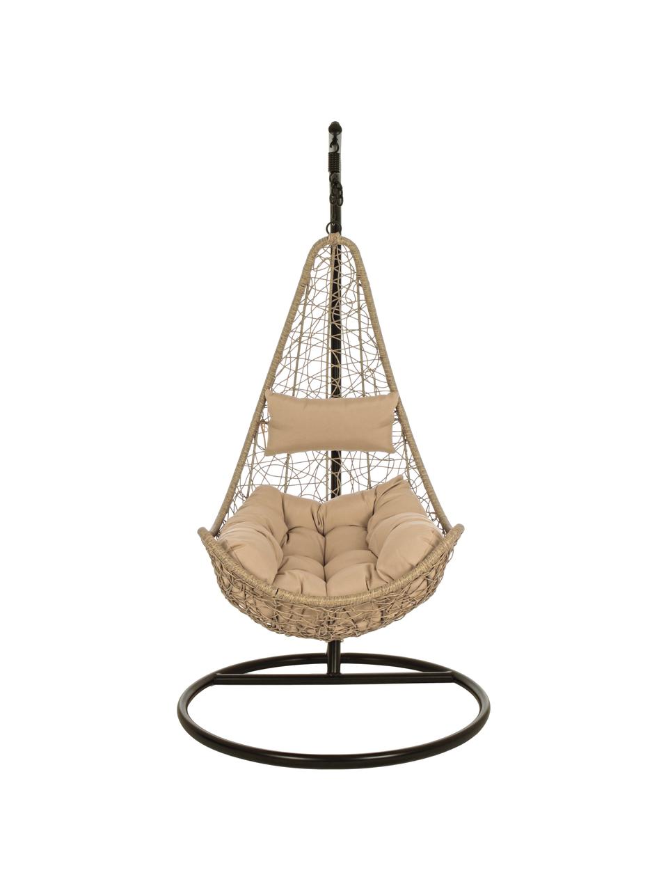 Fotel wiszący na stelażu Amirantes, Stelaż: aluminium malowane proszk, Beżowy, S 74 x W 127 cm