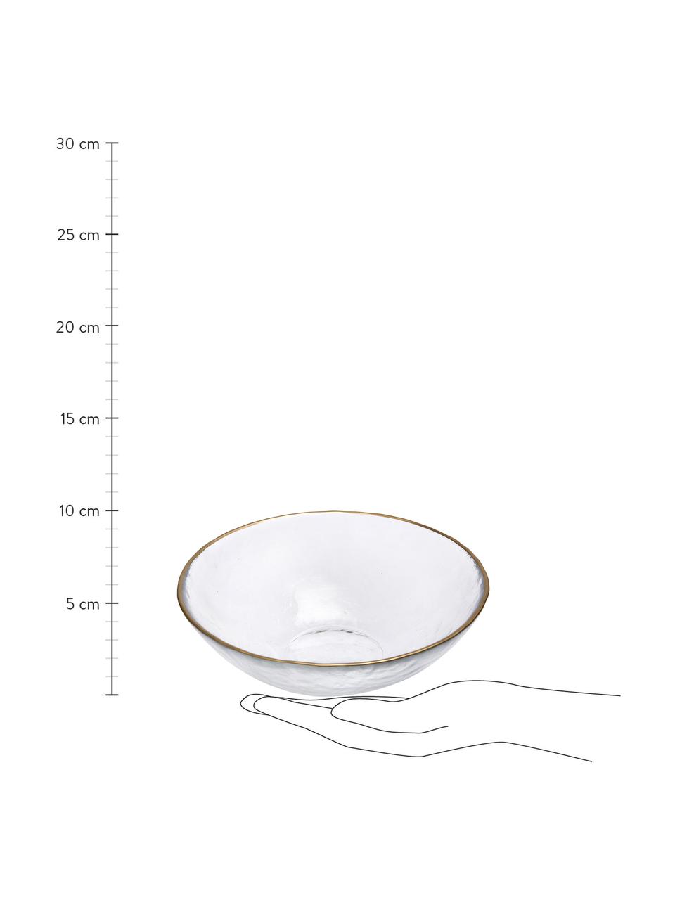 Müslischalen Orphee aus Glas, 2 Stück, Glas, Transparent mit Goldrand, Ø 17 x H 5 cm, 400 ml