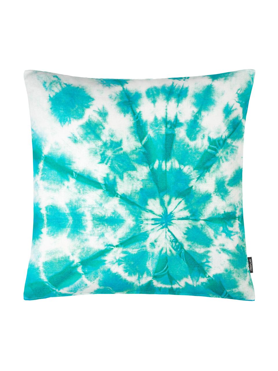 Kussenhoes Barbados met batikprint in turquoise, 100% katoen, Turquoise, 50 x 50 cm