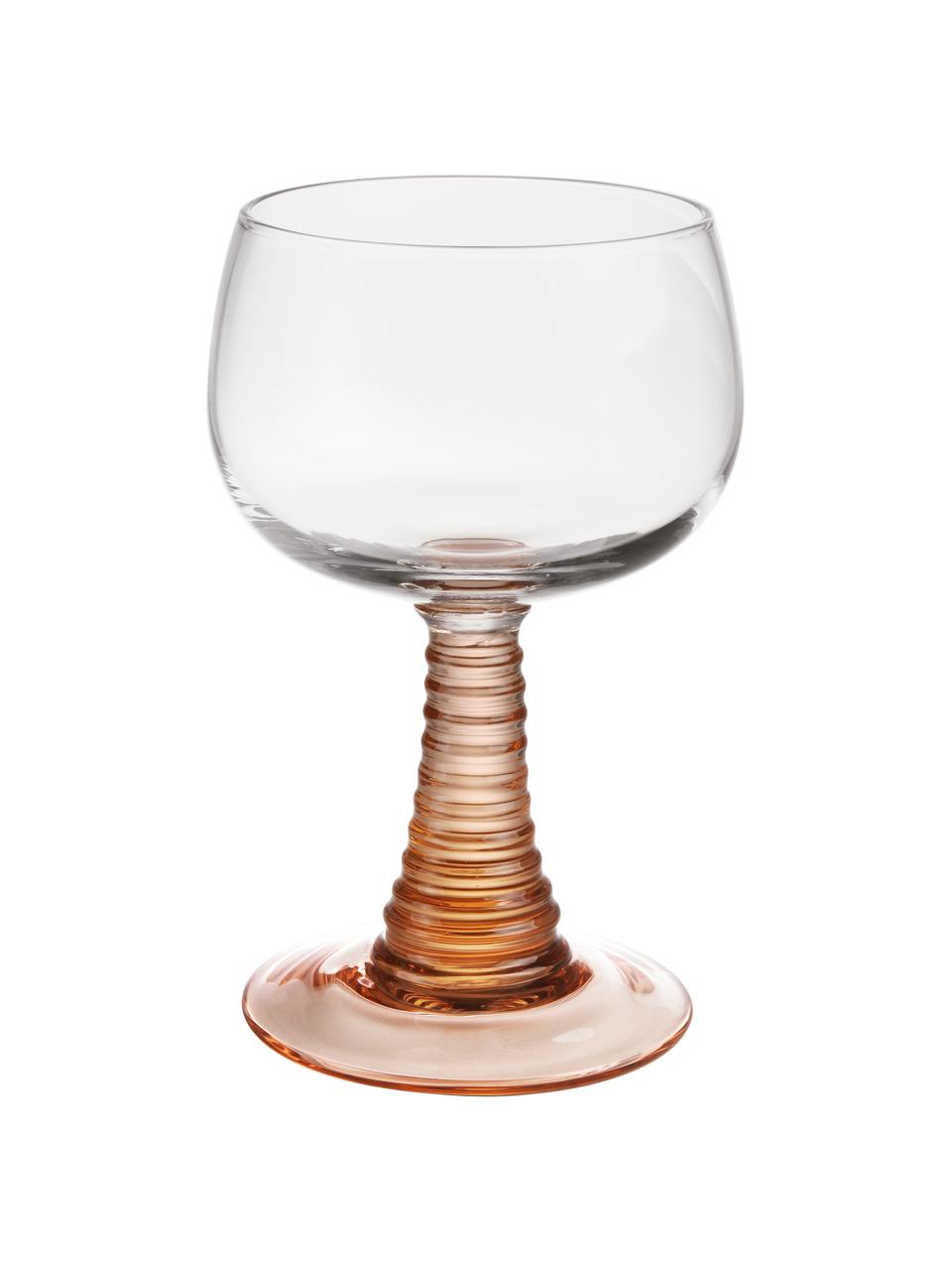 Bicchiere vino con  gambo finemente lavorato Swirl 8 pz, Vetro, Trasparente, beige, Ø 9 x Alt. 14 cm