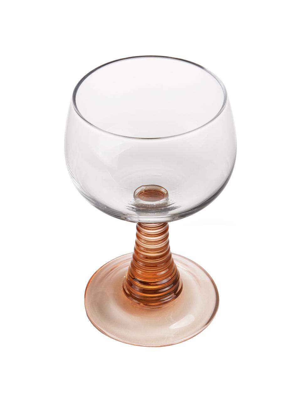 Weingläser Swirl mit geschwungenem Griff, 8 Stück, Glas, Transparent, Beige, Ø 9 x H 14 cm