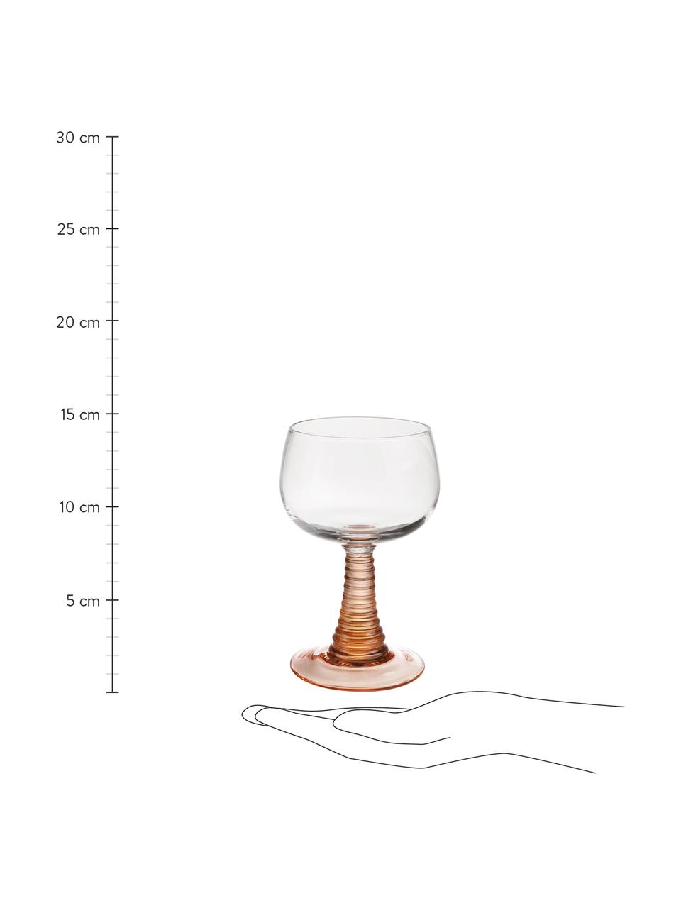 Bicchiere vino con  gambo finemente lavorato Swirl 8 pz, Vetro, Trasparente, beige, Ø 9 x Alt. 14 cm