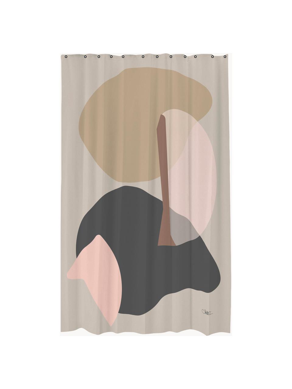 Douchegordijn Gallery met abstract patroon, Polyester, Beige, roze, grijs, B 150 x L 200 cm