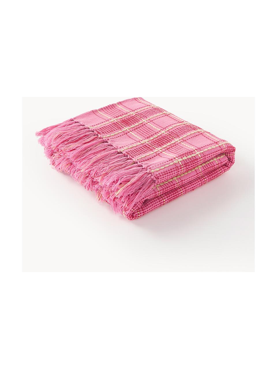 Tkaný povlak na polštář v etno styl Tuca, Růžová, světle zelená, Š 45 cm, D 45 cm