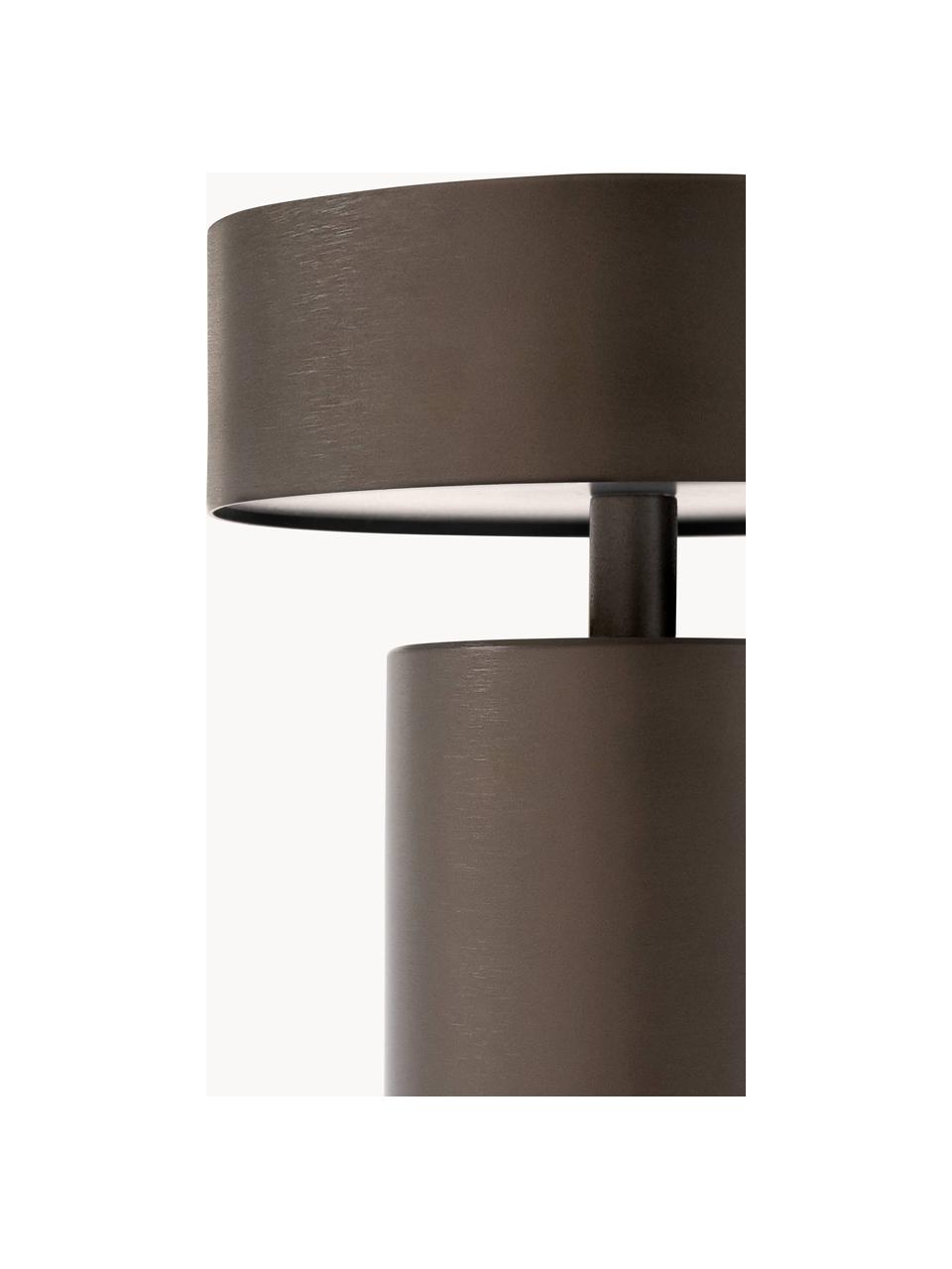 Piccola lampada da tavolo portatile con luce regolabile Column, Alluminio rivestito, Marrone scuro, Ø 12 x Alt. 18 cm