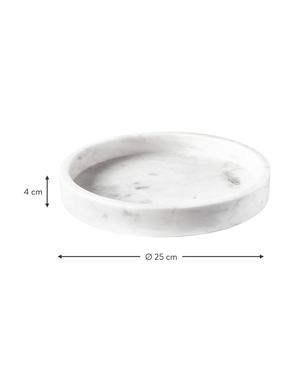 Rond decoratief dienblad Venice van marmer, Marmer, Wit, gemarmerd, Ø 25 cm
