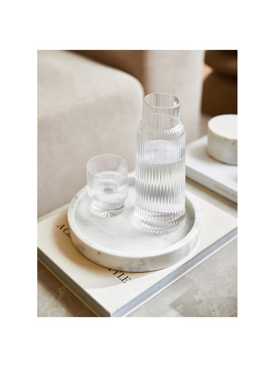 Vassoio rotondo decorativo in marmo Venice, Marmo, Bianco marmorizzato, Ø 25 cm