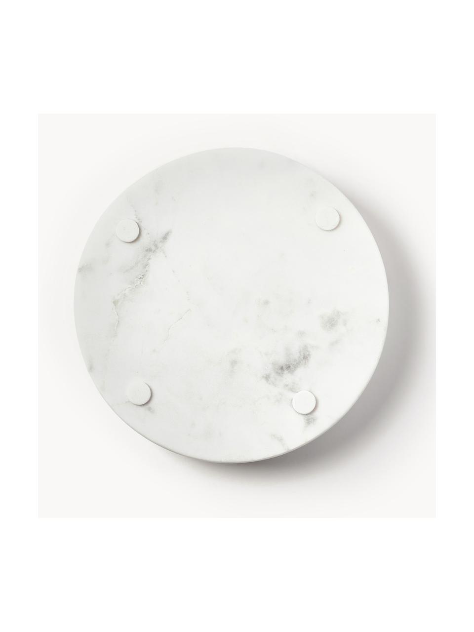 Rundes Deko-Tablett Venice aus Marmor, Marmor, Weiß, marmoriert, Ø 25 cm