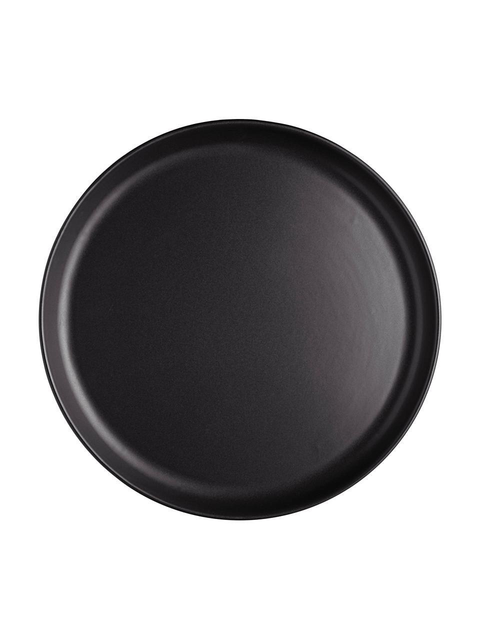 Platos llanos de gres Nordic Kitchen, 4 uds., Gres, Negro mate, Ø 25 cm