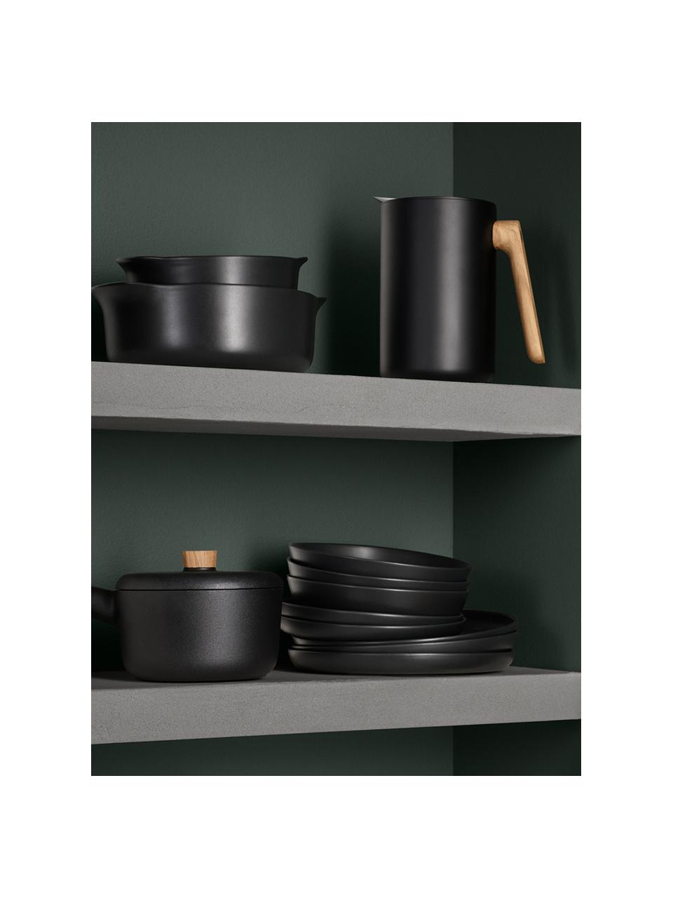 Dinerbord Nordic Kitchen van keramiek in mat zwart, 4 stuks, Keramiek, Mat zwart, Ø 25 cm