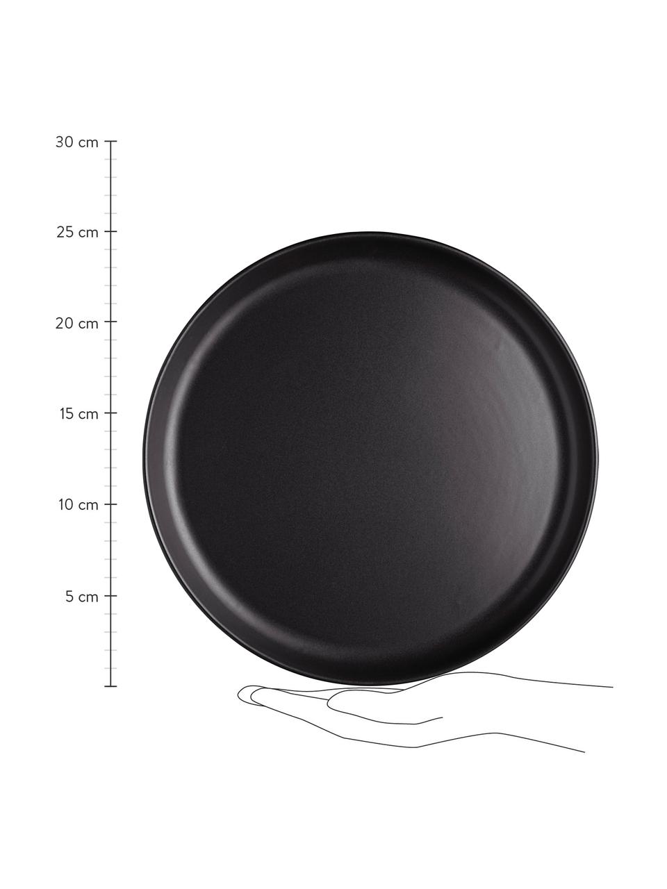 Speiseteller Nordic Kitchen aus Steingut in Schwarz matt, 4 Stück, Steingut, Schwarz, matt, Ø 25 cm