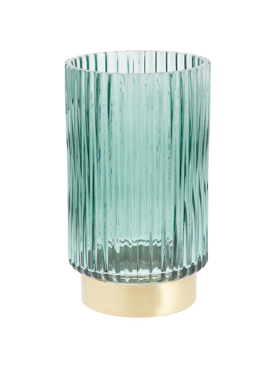 Vase en verre vert Lene, Vase : vert, transparent Socle : couleur dorée, mat